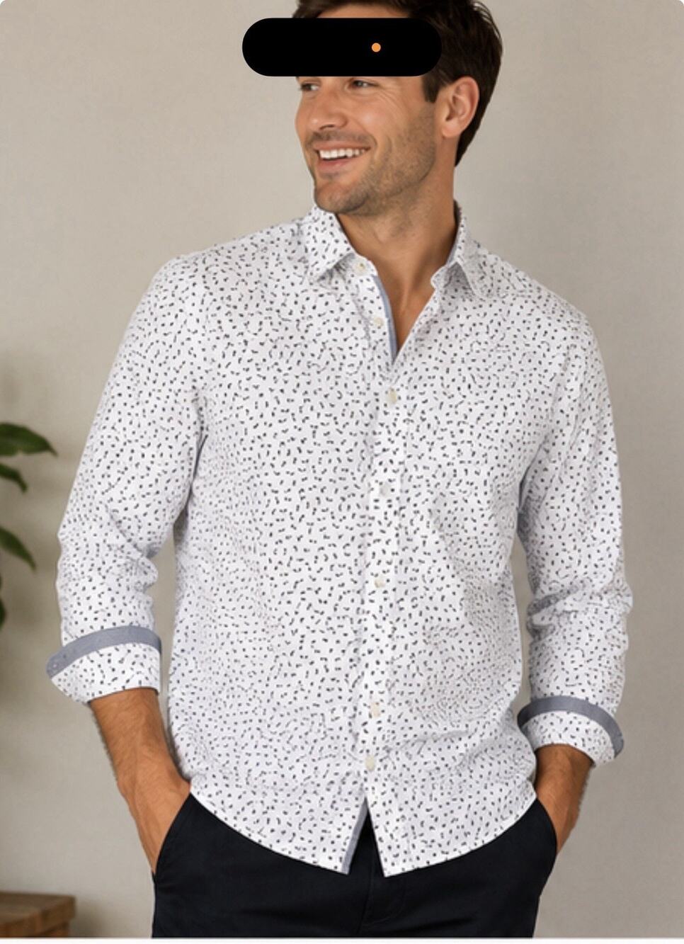 Michael Kors Classic Fit Button Front Shirt White Print Men’s XL